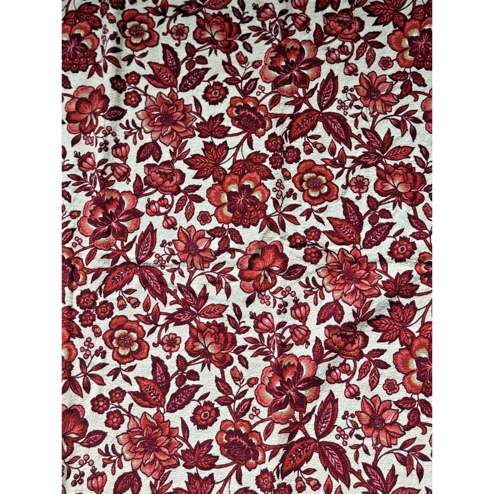 1950 60s VTG House N Home Barkcloth Fabric 3.65 Yds Red Floral Cottagecore Decor